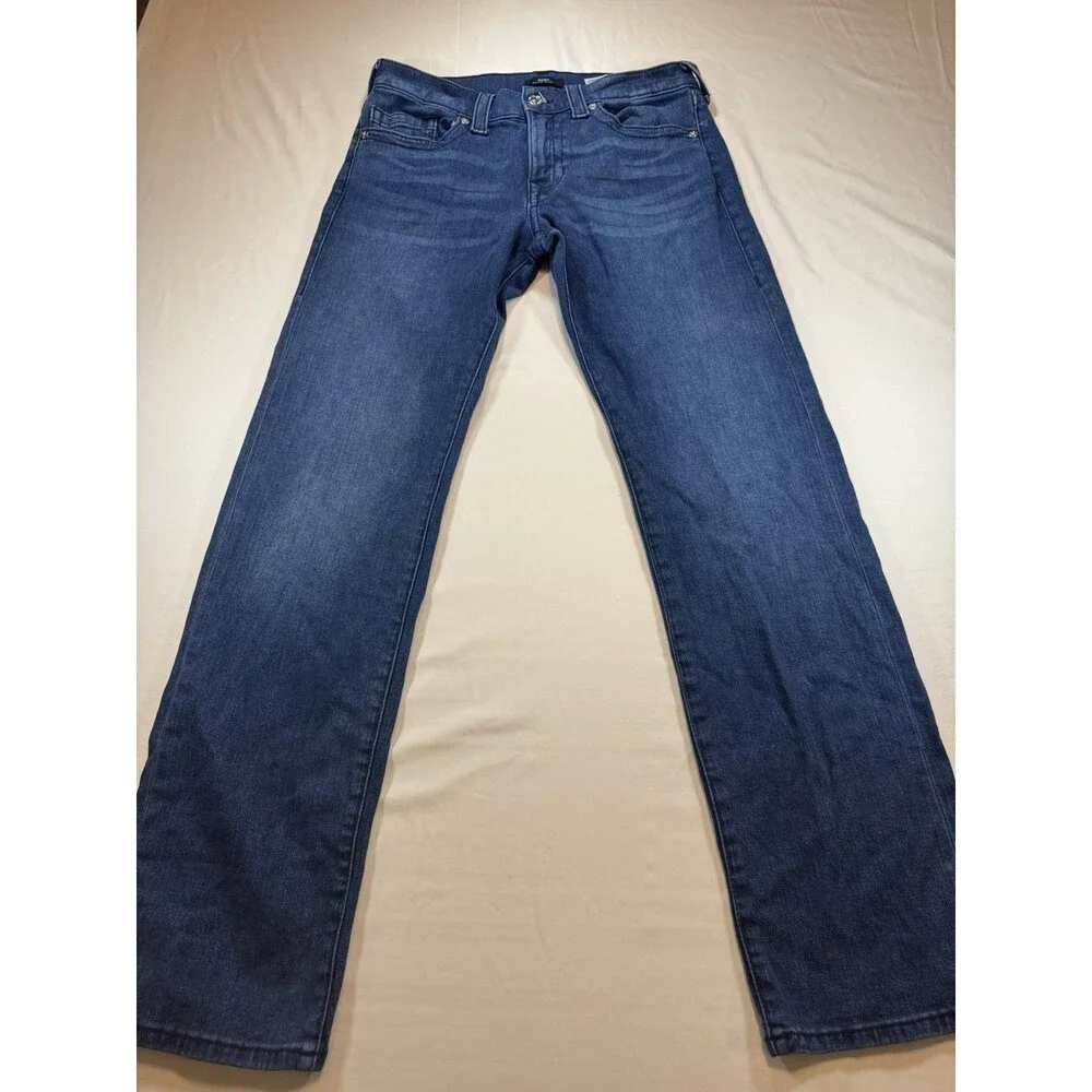 True Religion Ricky Straight Jeans Mens 31 Medium Wash Stretch Denim